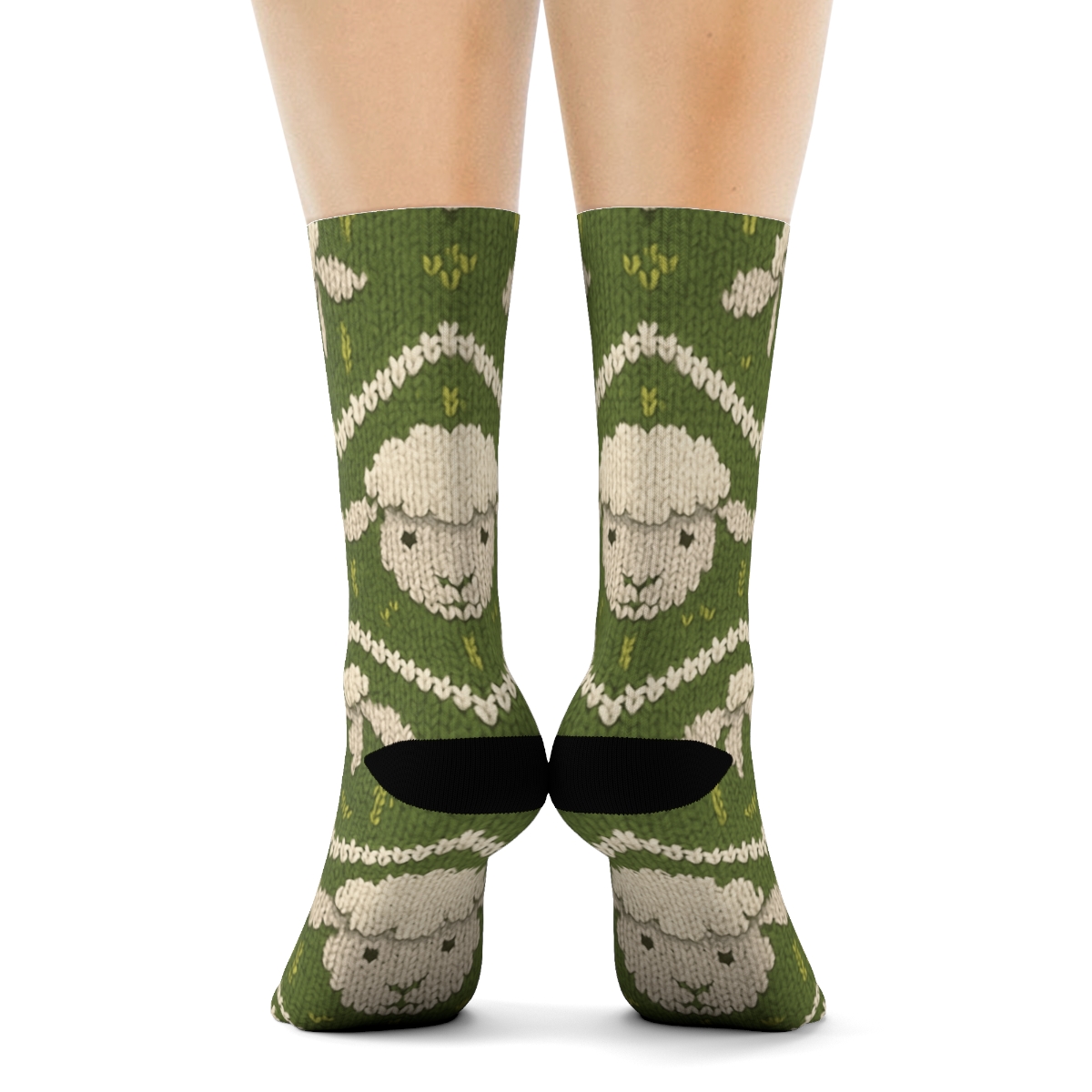 Knitted Chevron Sheep Pattern unique graphic crew socks