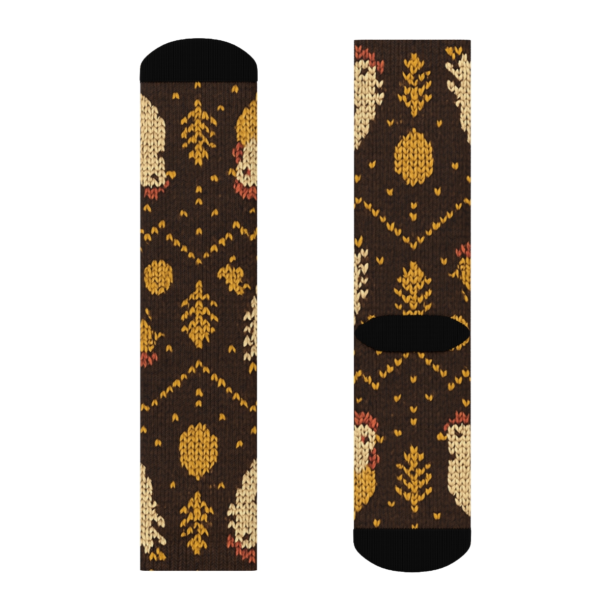 Knitted Chicken Chevron Barn Parade trendy patterned crew socks