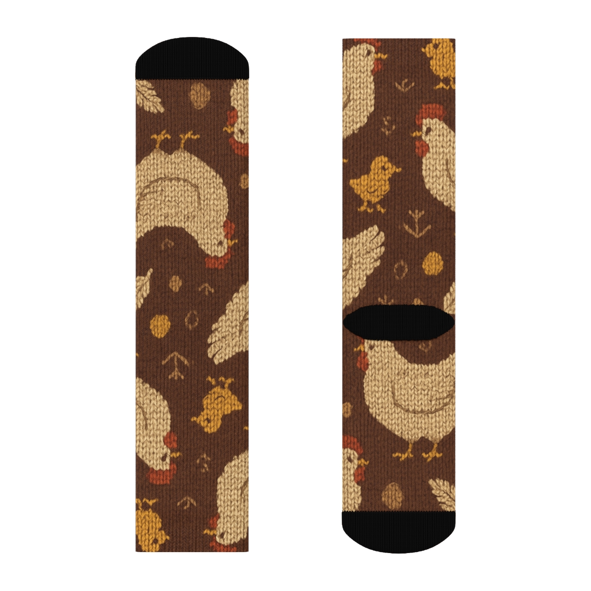 Knitted Chicken Cozy Cable Tessellation unique graphic crew socks