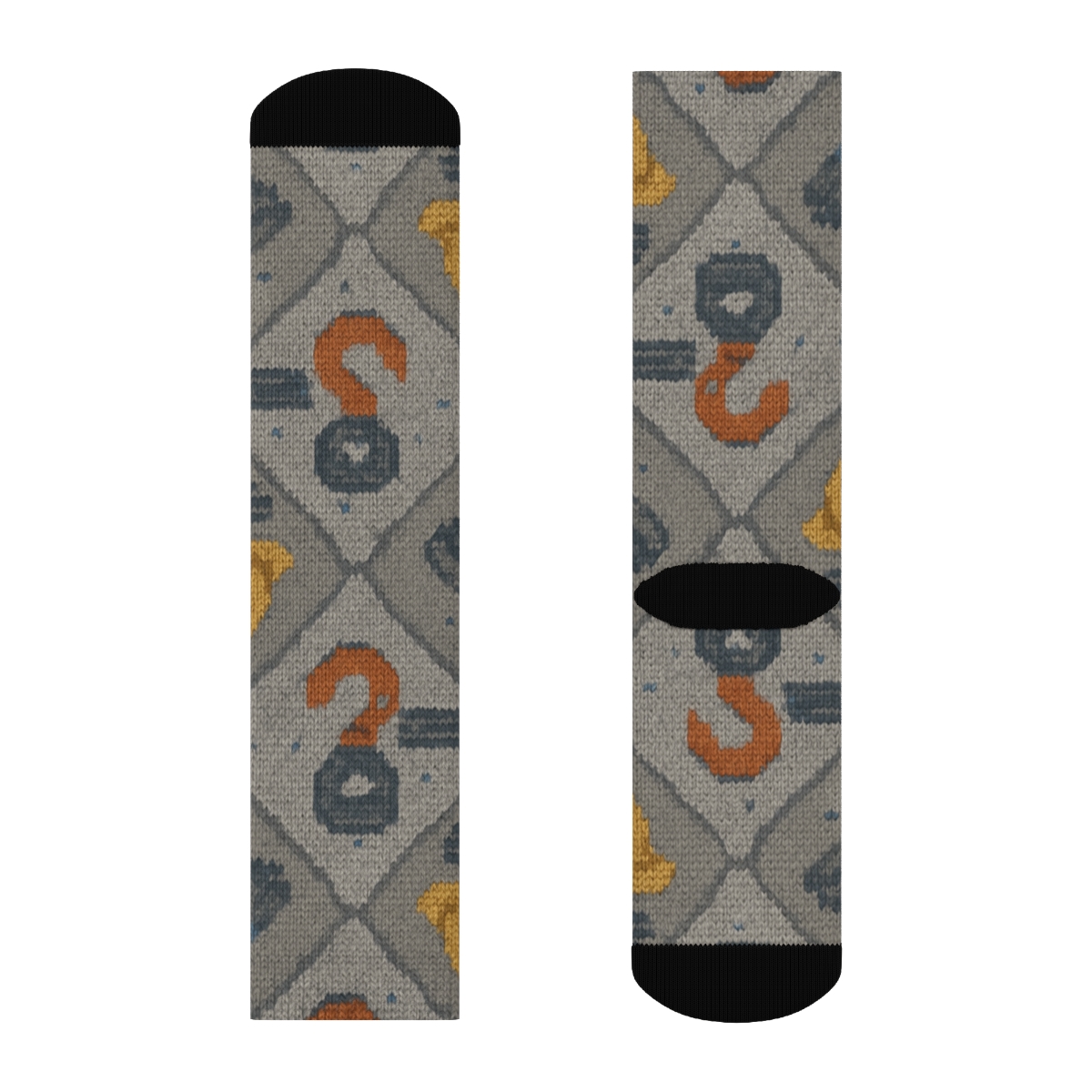 Knitted Civil Engineer Tool Tile In Concrete Gray soft everyday crew socks