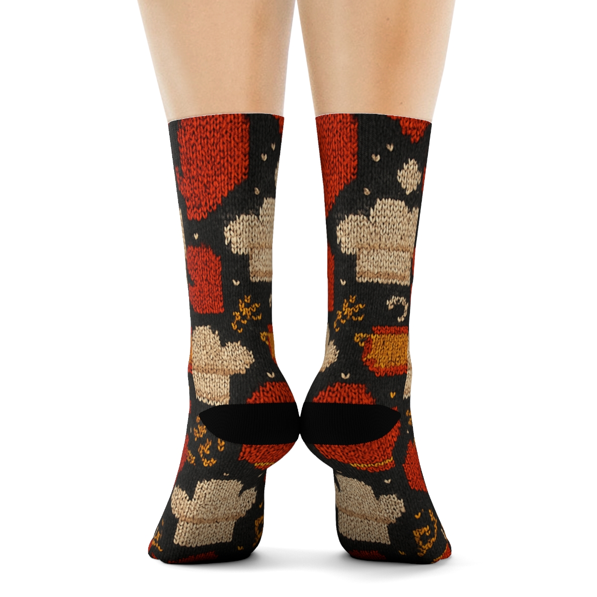 Knitted Cook Hearth Motif Tiles soft everyday crew socks