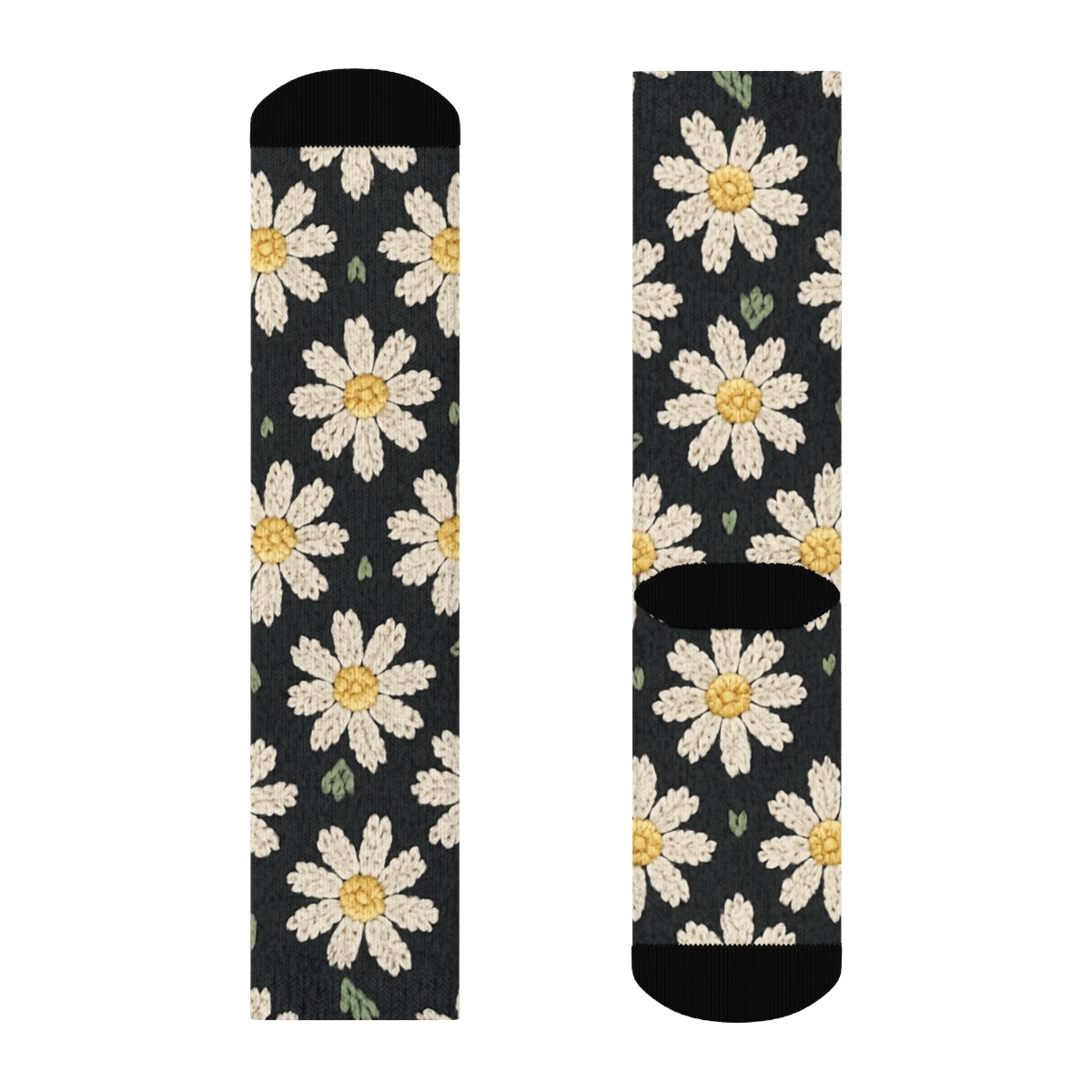 Knitted Daisy Dot Grid On Charcoal Background custom crew socks