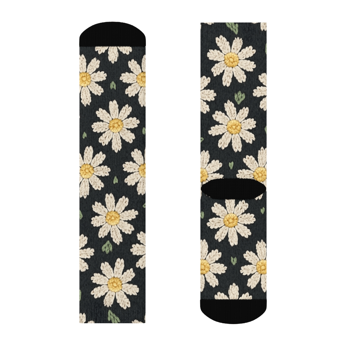 Knitted Daisy Dot Grid On Charcoal Background custom crew socks