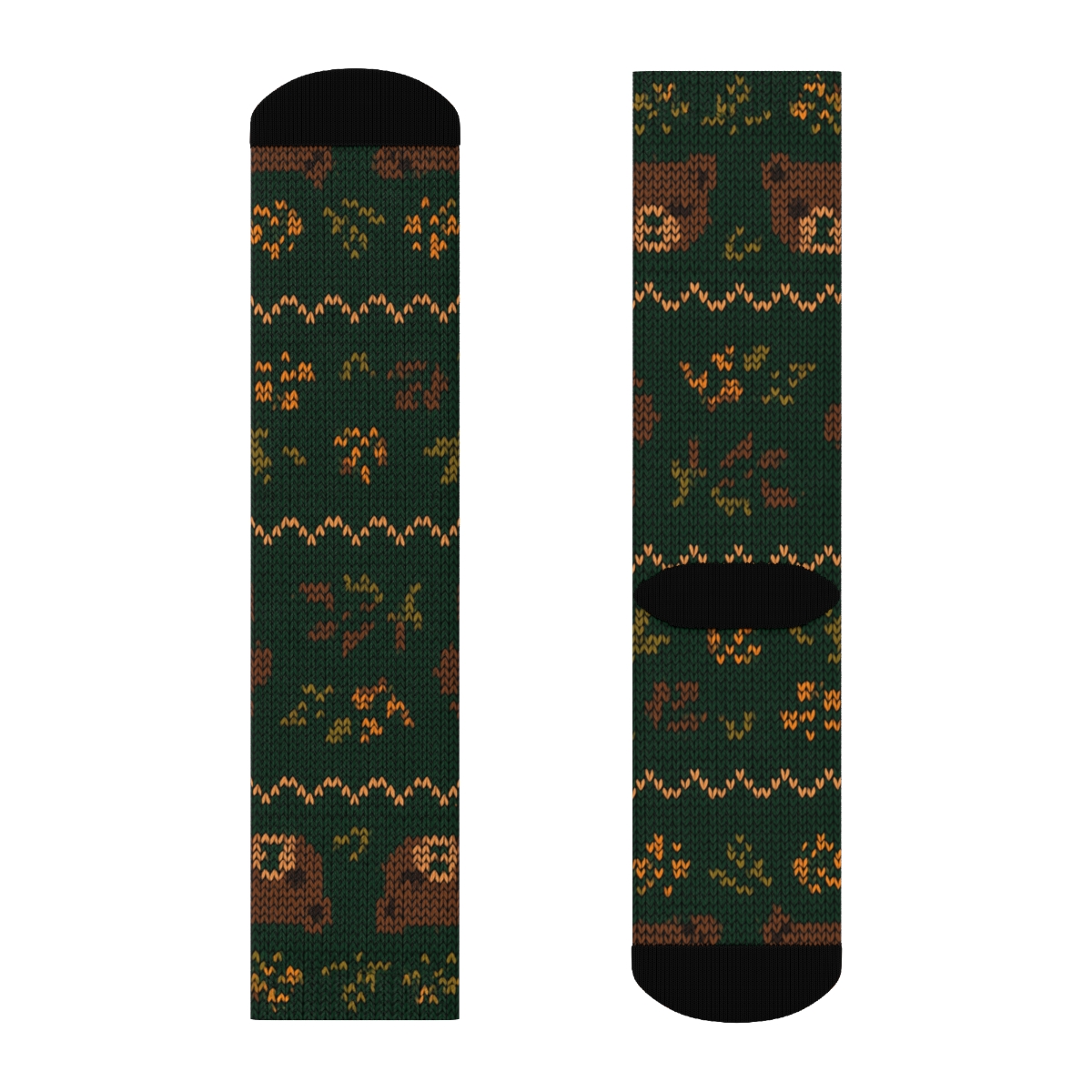 Knitted Fair Isle Bear Paw Rhythm personalized crew socks