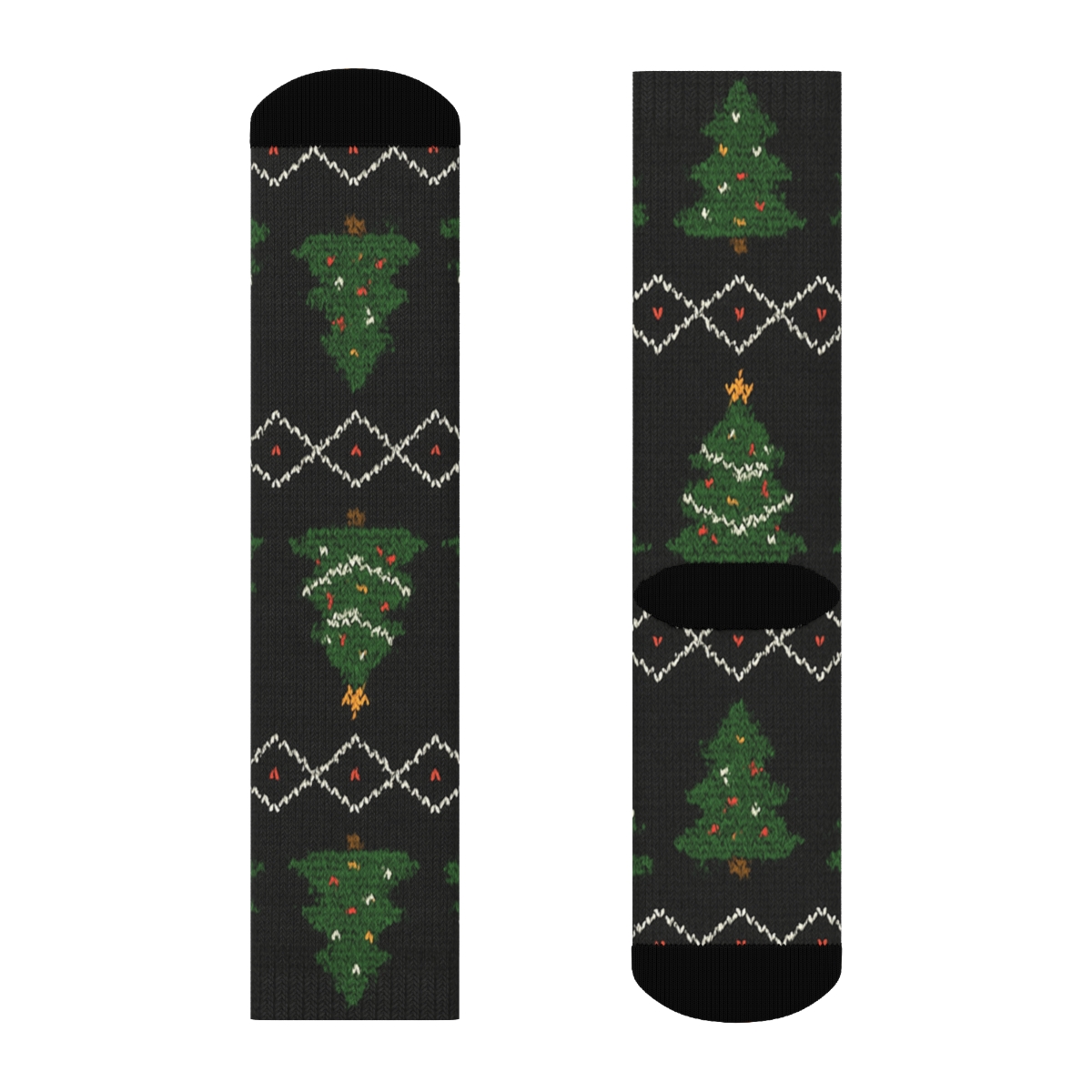 Knitted Fair Isle Christmas Tree Bands personalized crew socks