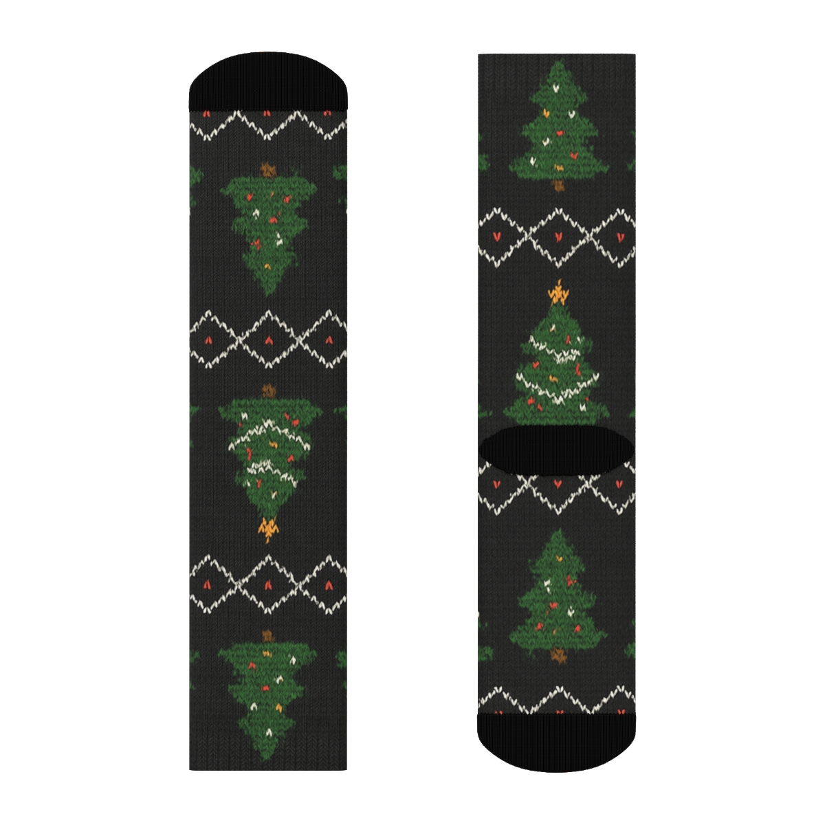Knitted Fair Isle Christmas Tree Bands personalized crew socks