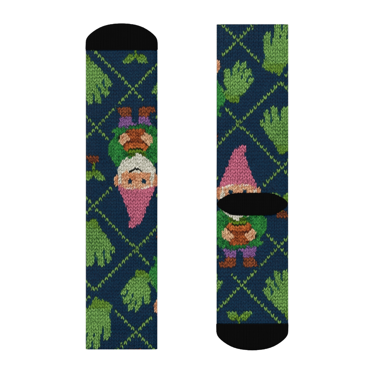 Knitted Gardener Gnome Tile Illusion premium sports crew socks