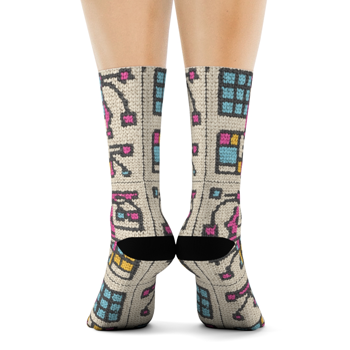 Knitted Grid Illusion Graphic Designer Toolkit Pattern personalized crew socks