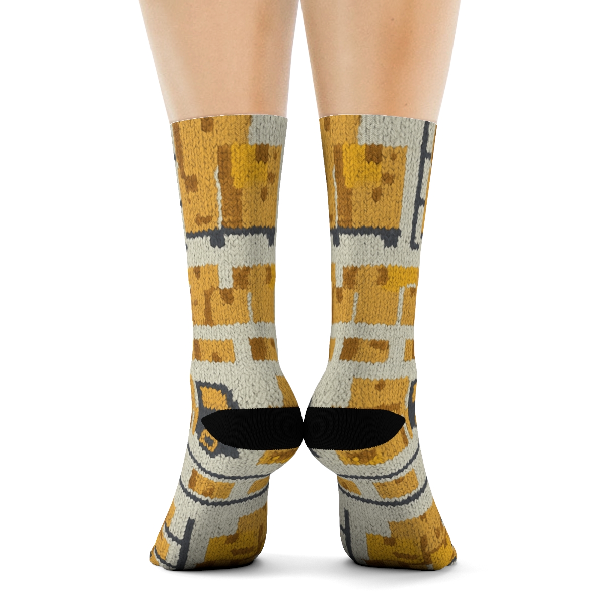 Knitted Grid Of Pallets, Boxes, Warehouse Worker custom crew socks