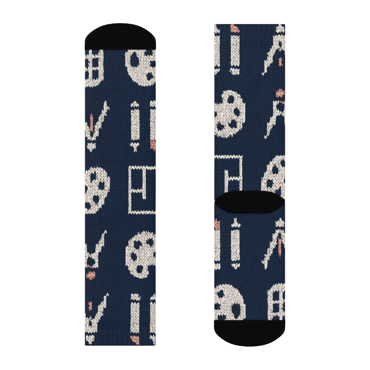 Knitted Grid Texture With Graphic Designer Tools trendy patterned crew socks