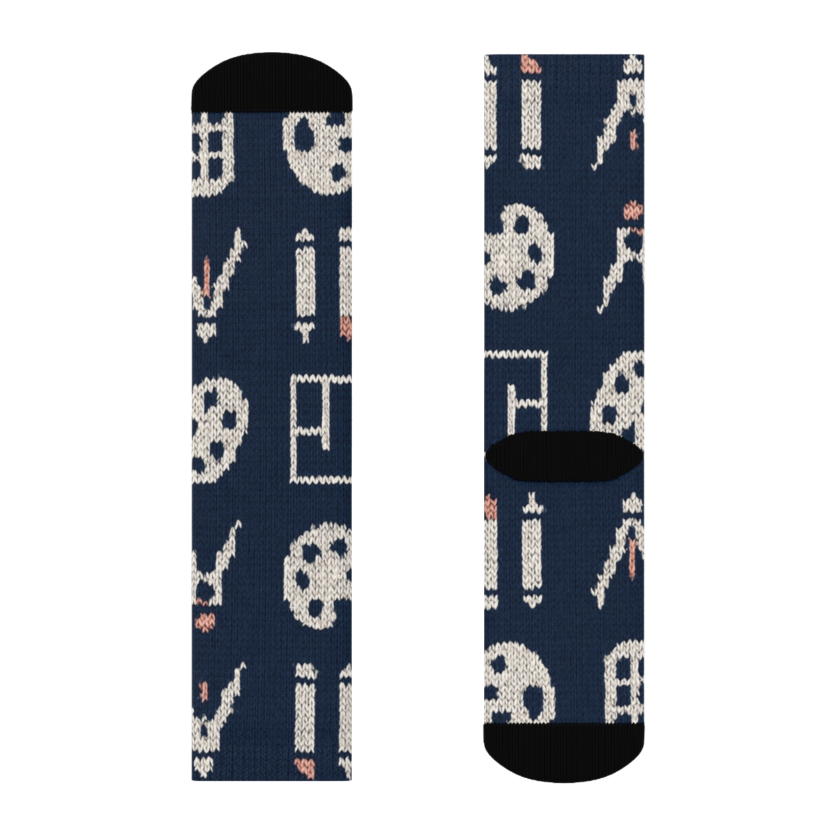 Knitted Grid Texture With Graphic Designer Tools trendy patterned crew socks