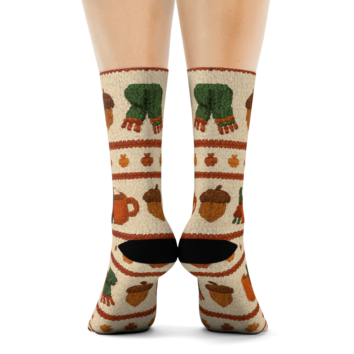 Knitted Harvest Mug Stripe On Creamy Beige Background stylish athletic crew socks