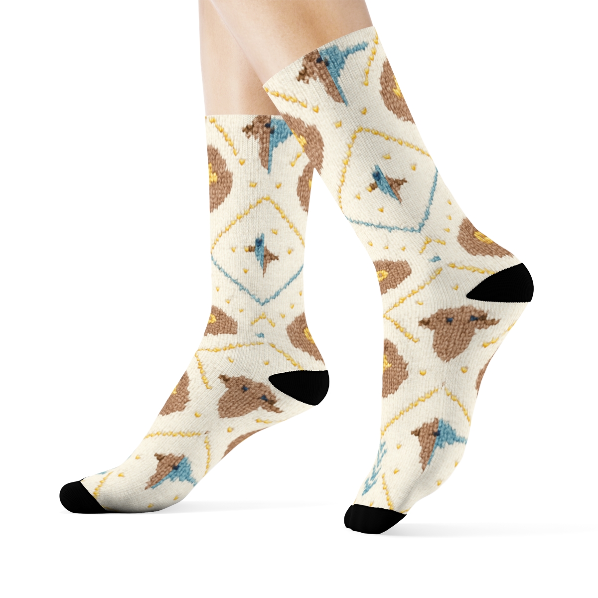 Knitted Illusion Birdsong Lattice personalized crew socks