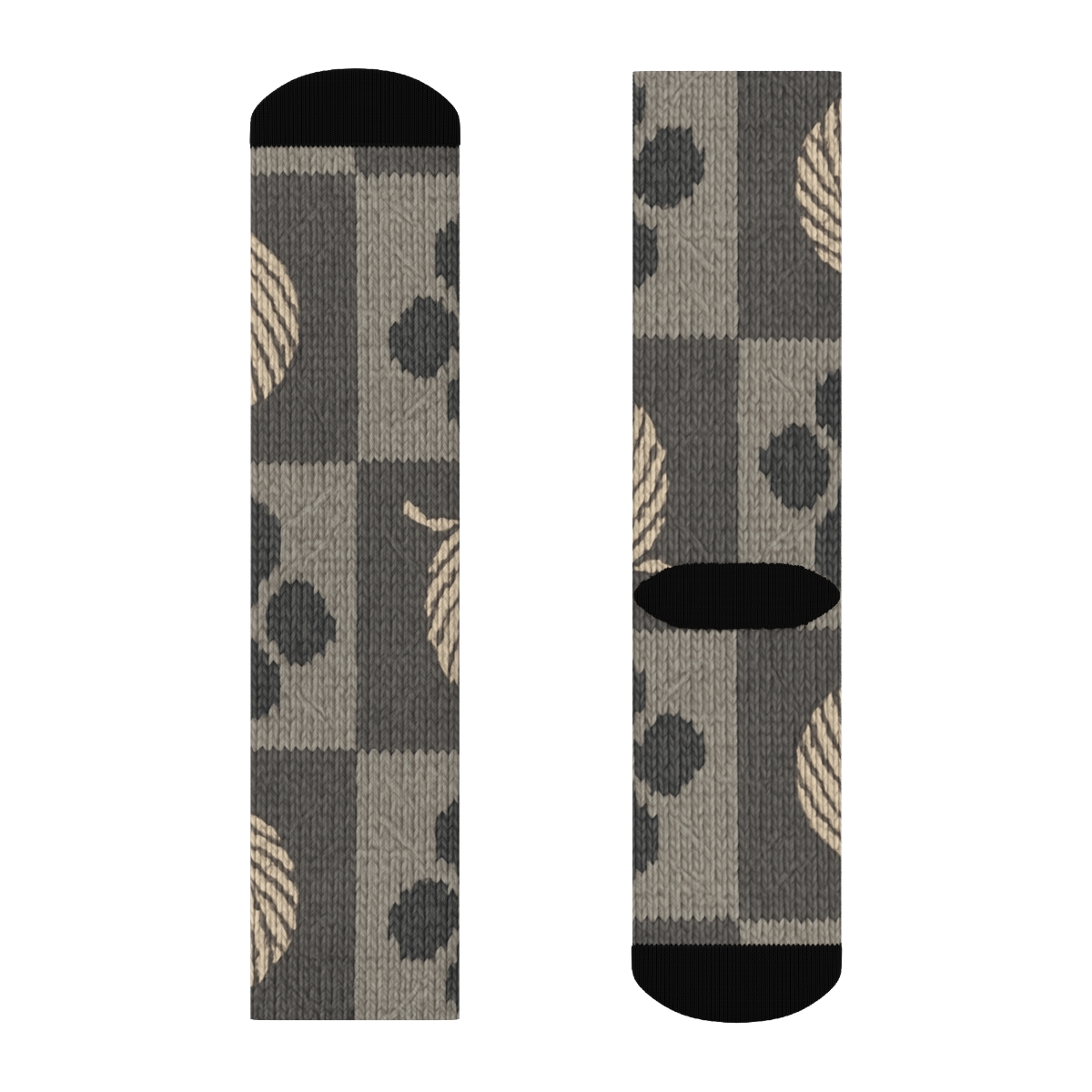 Knitted Illusion Checkerboard Cat Paws trendy patterned crew socks