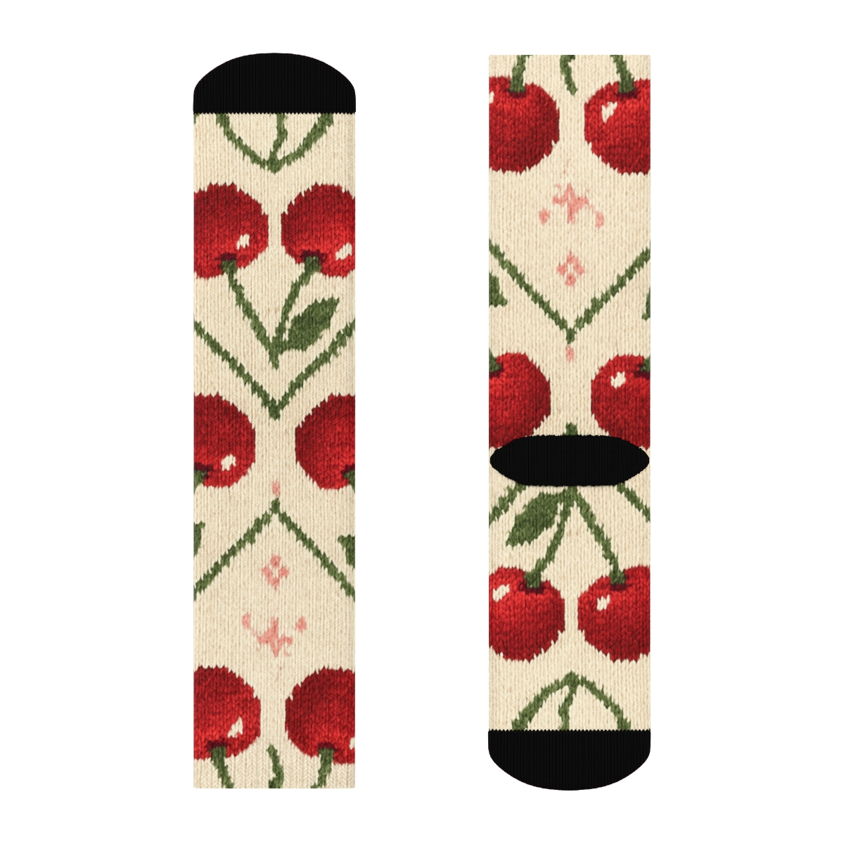Knitted Illusion Cherry Lattice comfortable cotton crew socks