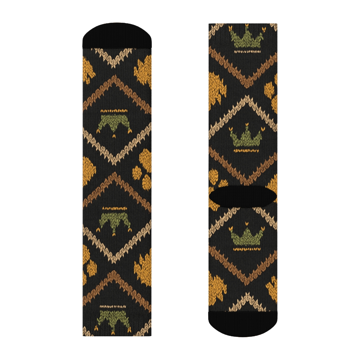 Knitted Illusion Chevron With Lion Paw Prints soft everyday crew socks