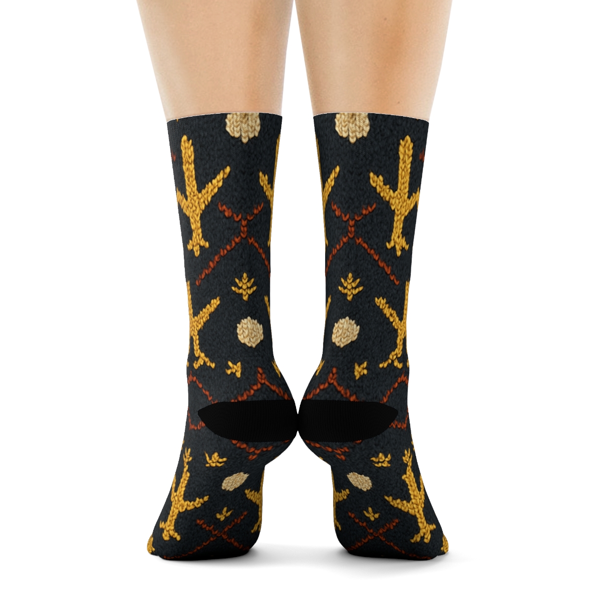 Knitted Illusion Chicken Footprint Lattice trendy patterned crew socks