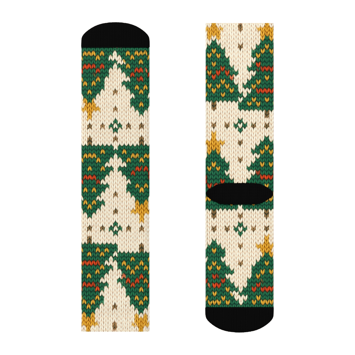 Knitted Illusion Christmas Tree Fair Isle Repeat premium sports crew socks