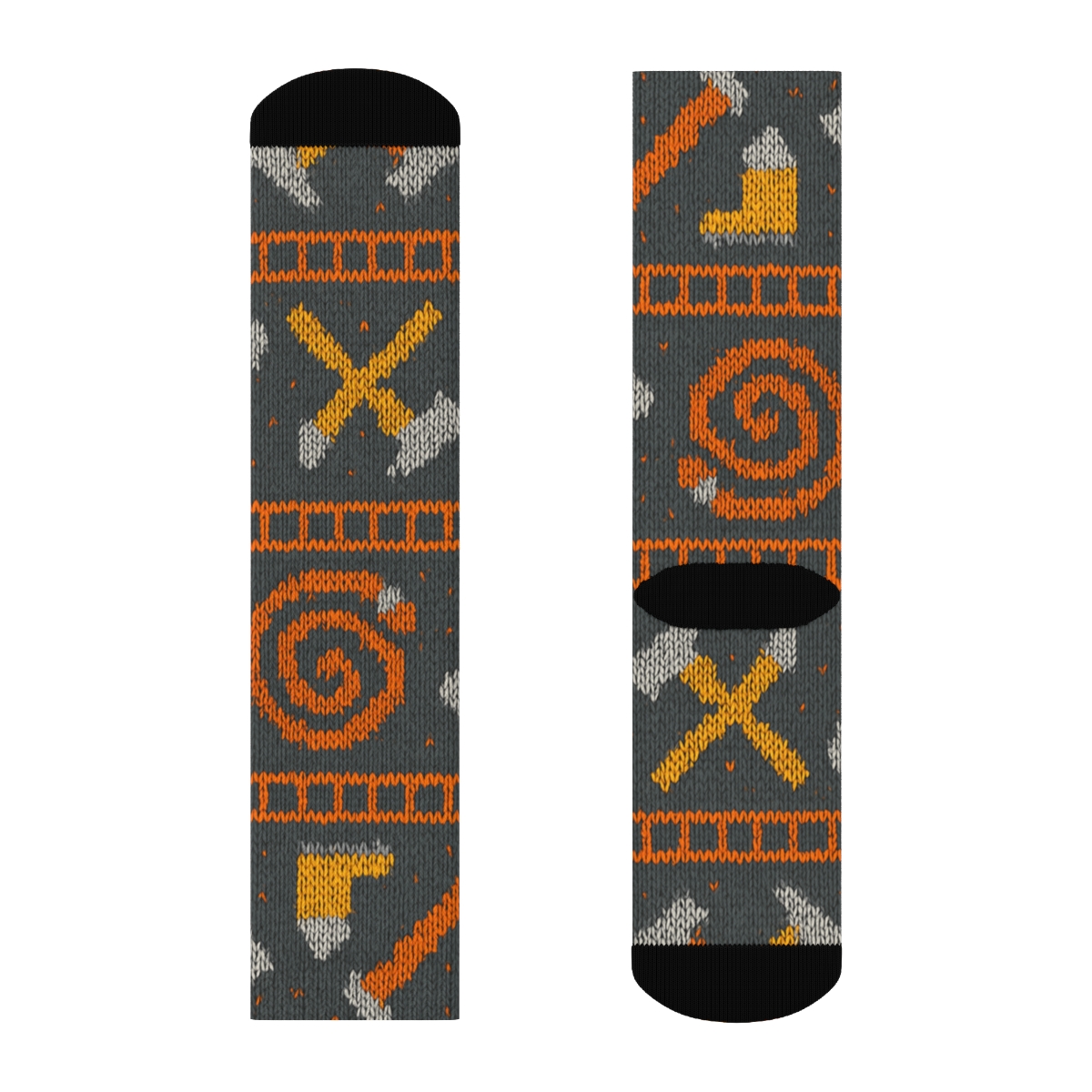 Knitted Illusion Fire Fighter Hose Chevron stylish athletic crew socks