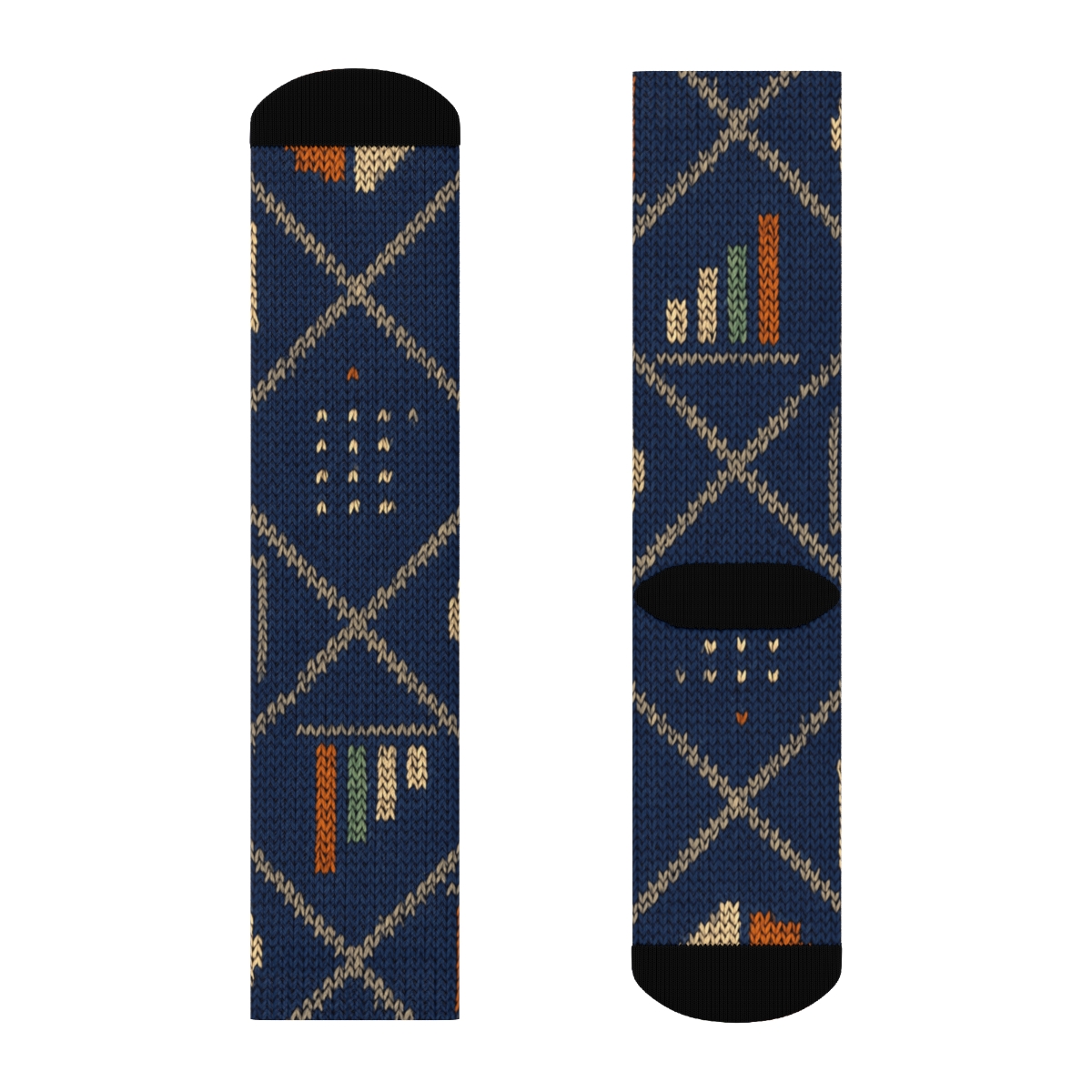 Knitted Illusion Grid Data Analyst Pattern trendy patterned crew socks