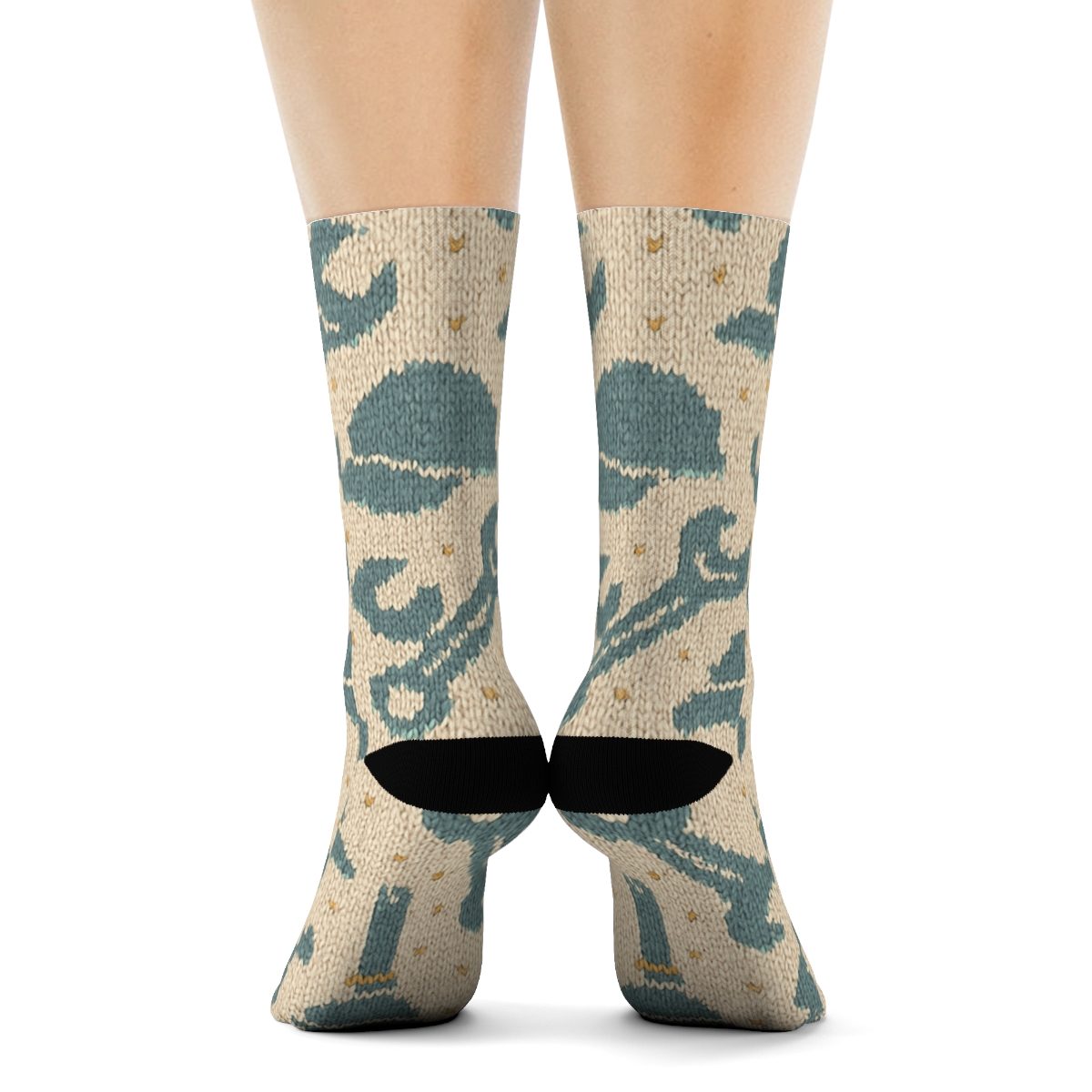 Knitted Illusion Grid Of Tools, Plumber Crafted soft everyday crew socks