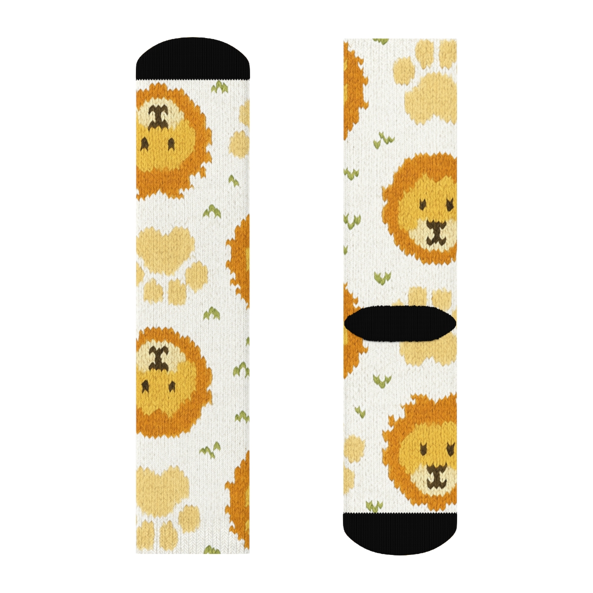 Knitted Illusion Grid With Lion Paw And Mane premium sports crew socks