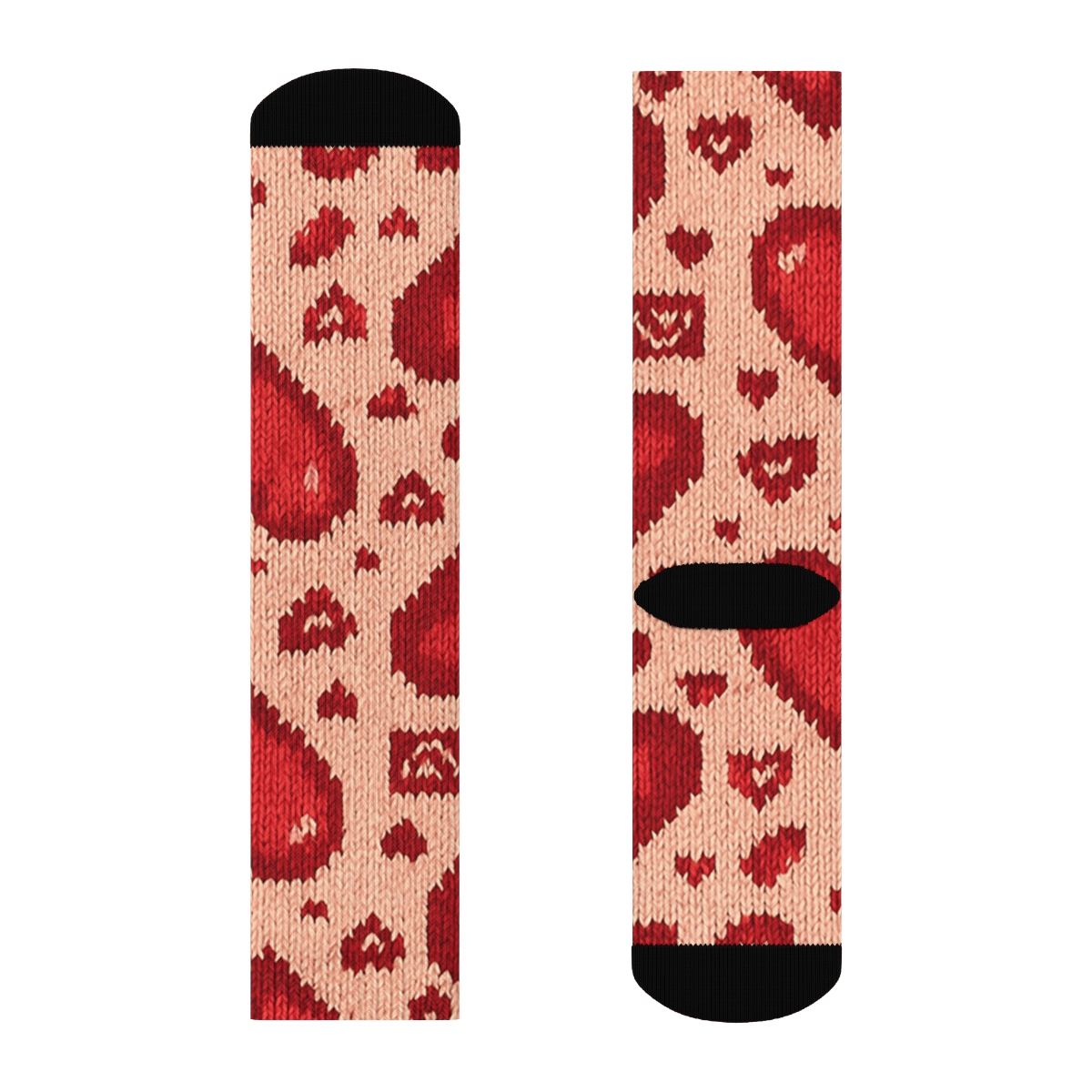 Knitted Illusion Heart Weave In Valentines personalized crew socks