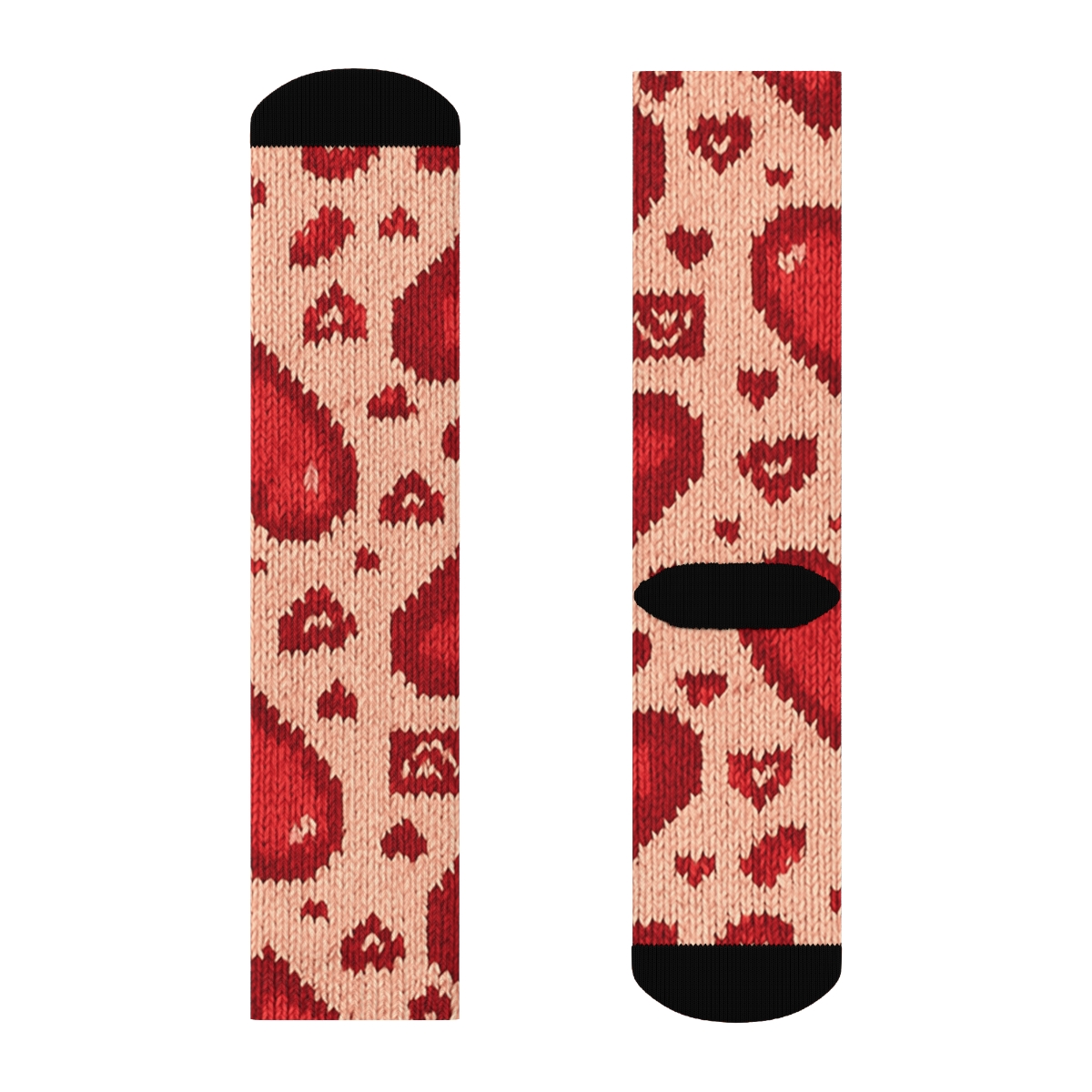 Knitted Illusion Heart Weave In Valentines personalized crew socks