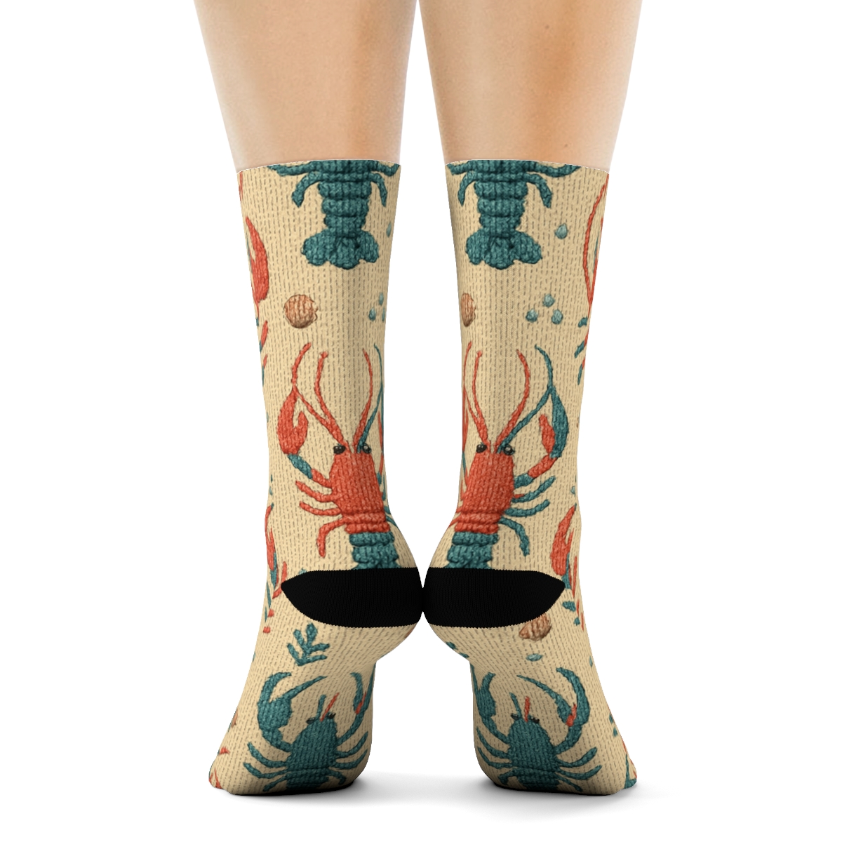 Knitted Illusion Lobster Reef Quilt trendy patterned crew socks