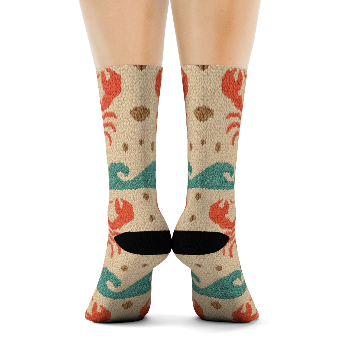 Knitted Illusion Lobster Wavework Bands unique graphic crew socks