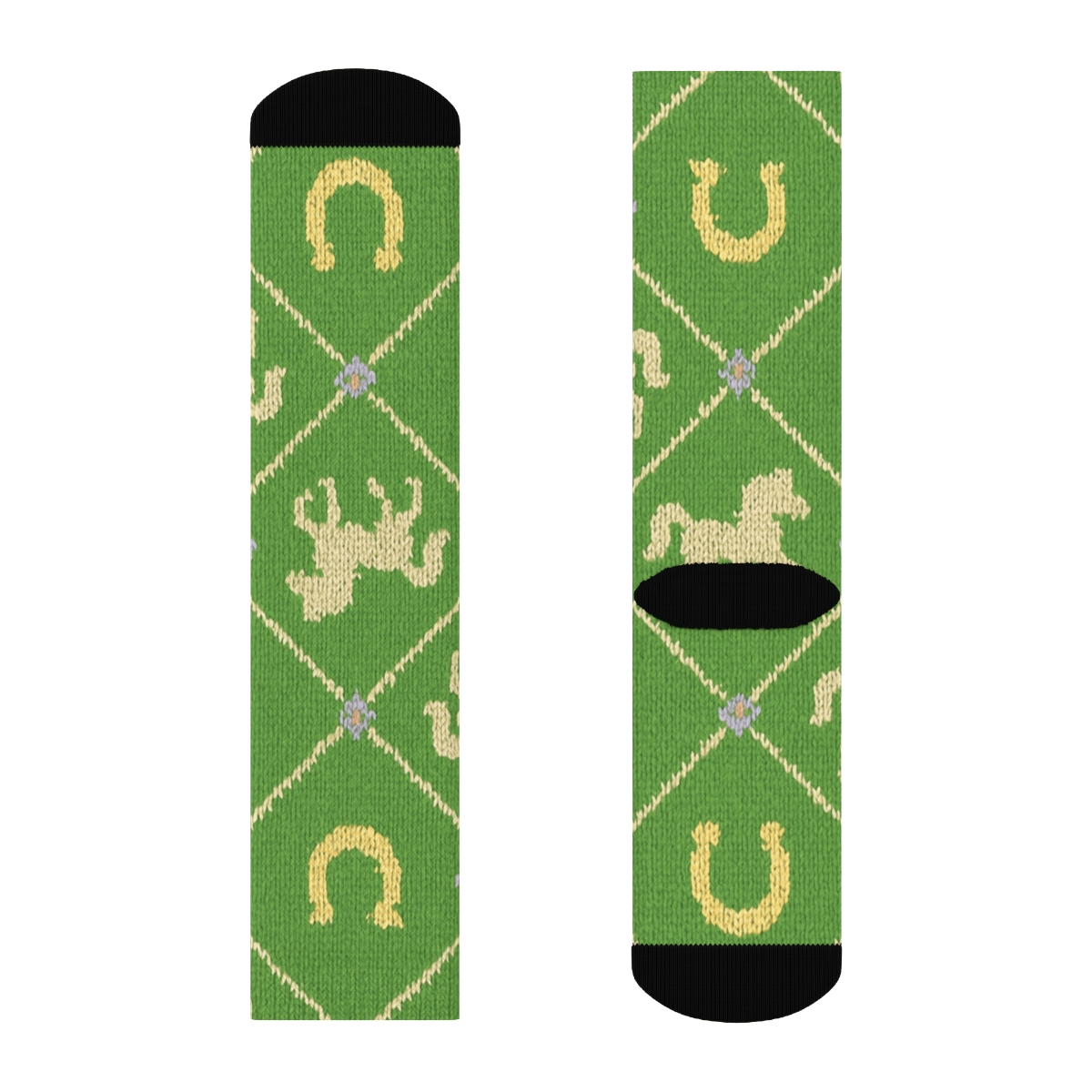 Knitted Illusion Meadow Lattice With Pony Silhouettes premium sports crew socks