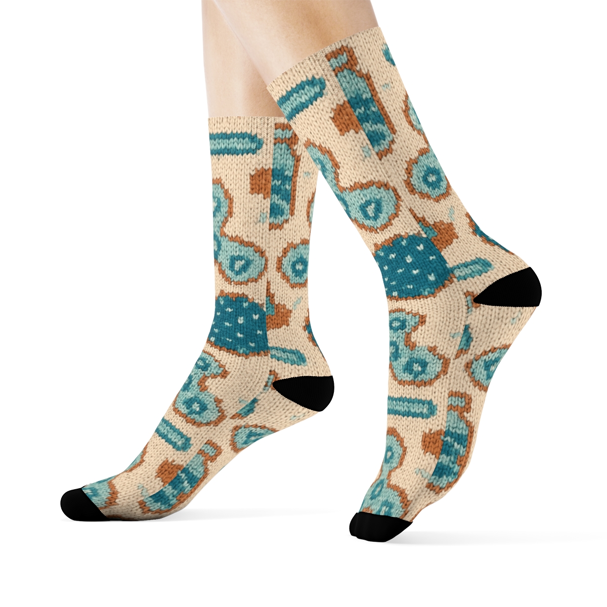 Knitted Illusion Occupational Therapist Sensory Circuit Tiles designer printed crew socks