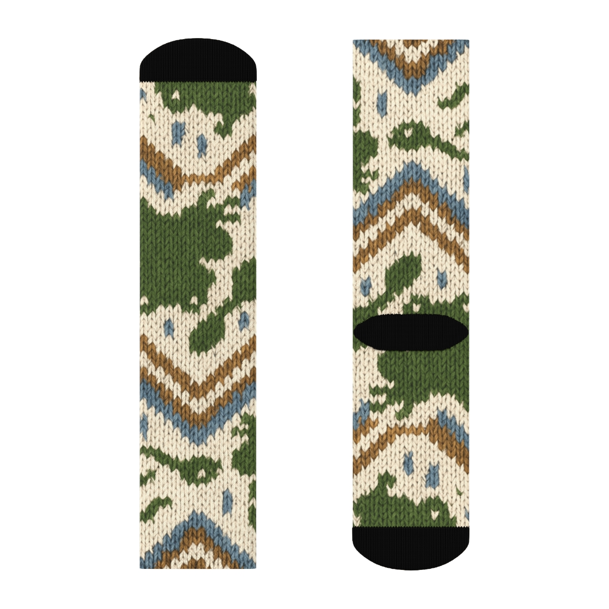 Knitted-Illusion Pond Ripples Frog-Grade stylish athletic crew socks