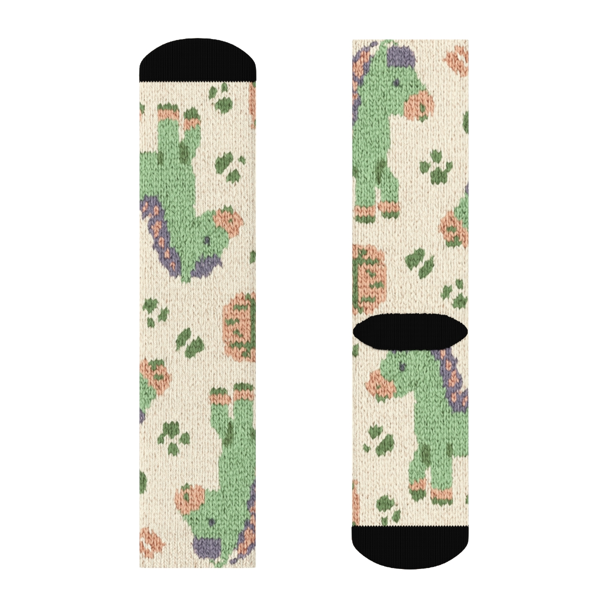 Knitted Illusion Pony Meadow Loop Pattern designer printed crew socks