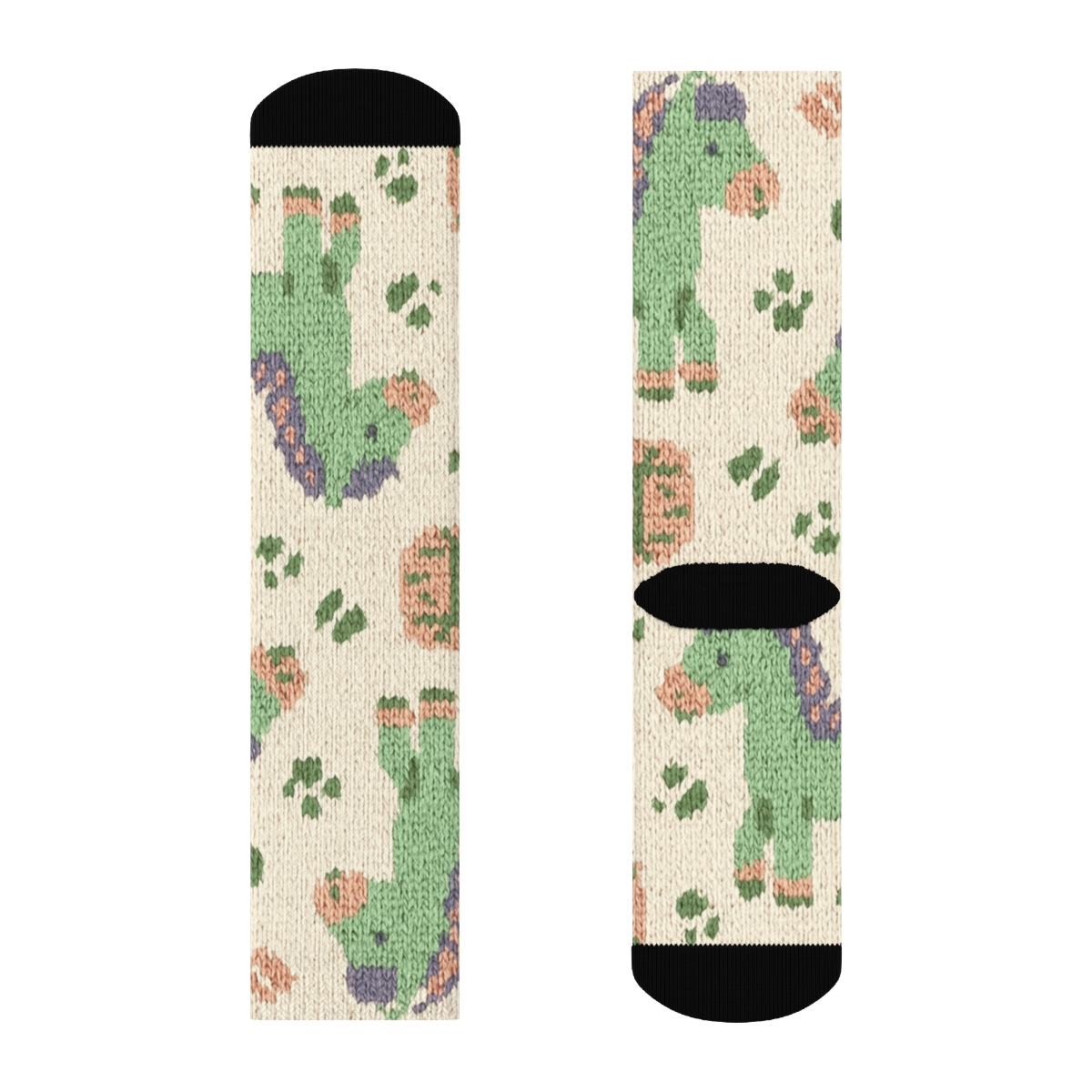 Knitted Illusion Pony Meadow Loop Pattern designer printed crew socks