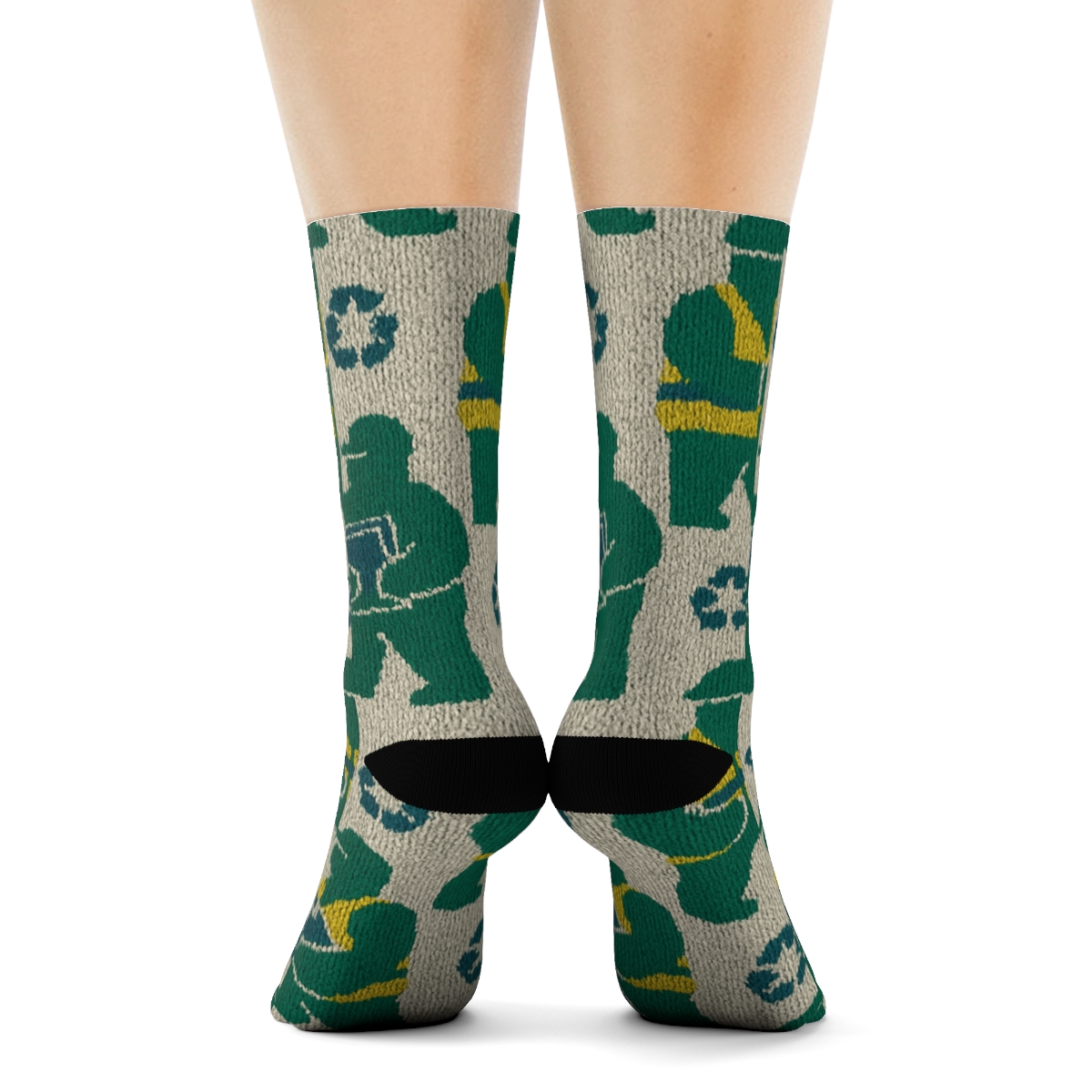 Knitted Illusion Recycling Plant Worker Sorting Parade comfortable cotton crew socks