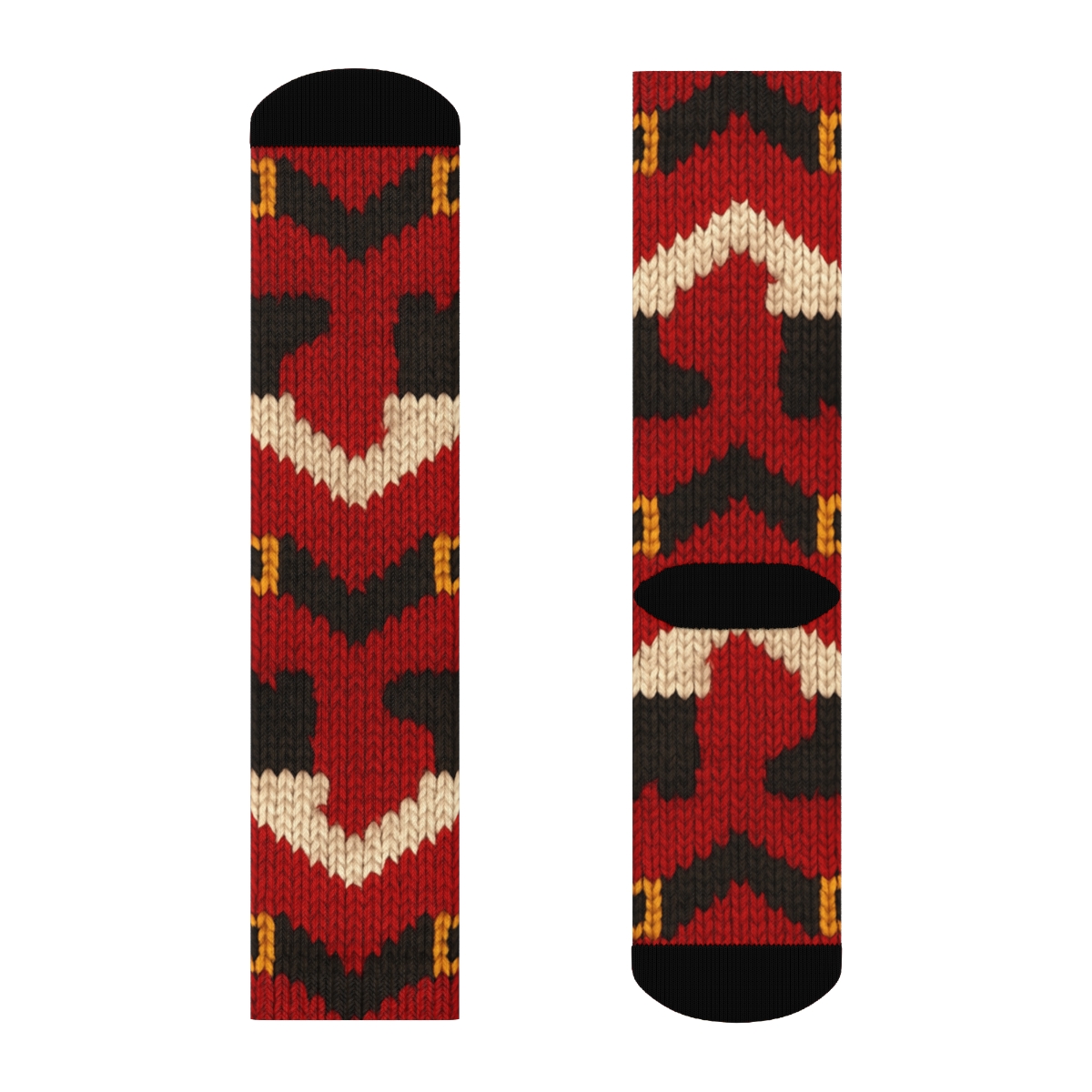 Knitted Illusion Santa Belt And Boot Tessellation premium sports crew socks