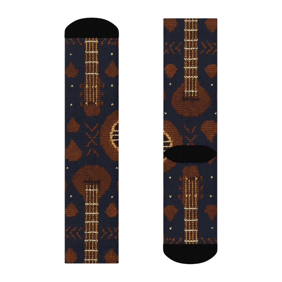 Knitted Illusion Soundhole Lattice Guitar premium sports crew socks