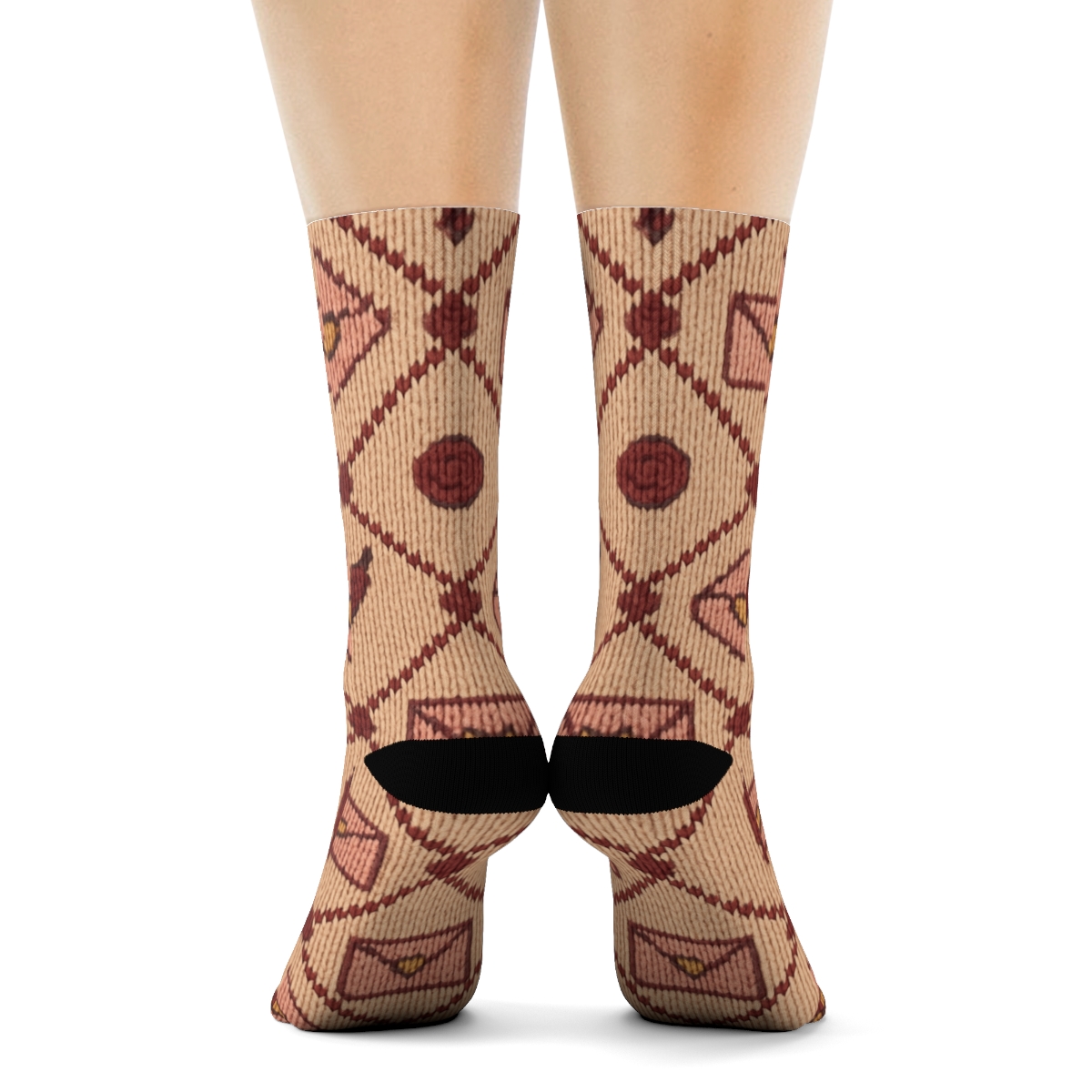Knitted Illusion Valentine S Love Letter Envelope Lattice premium sports crew socks