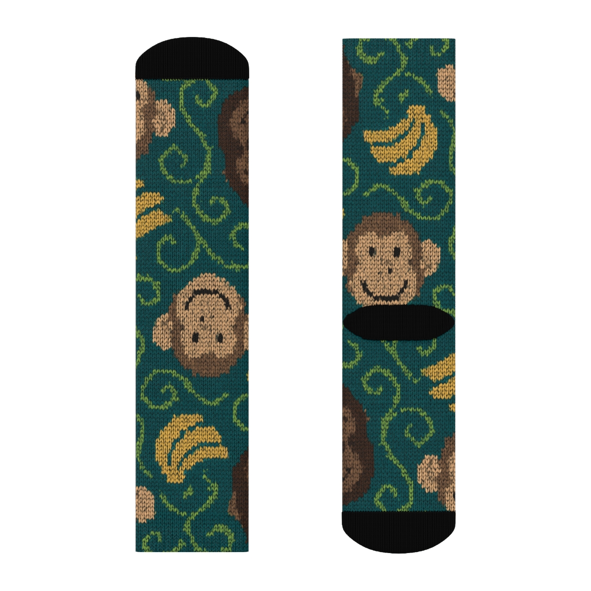 Knitted Jungle Ape Jacquard trendy patterned crew socks