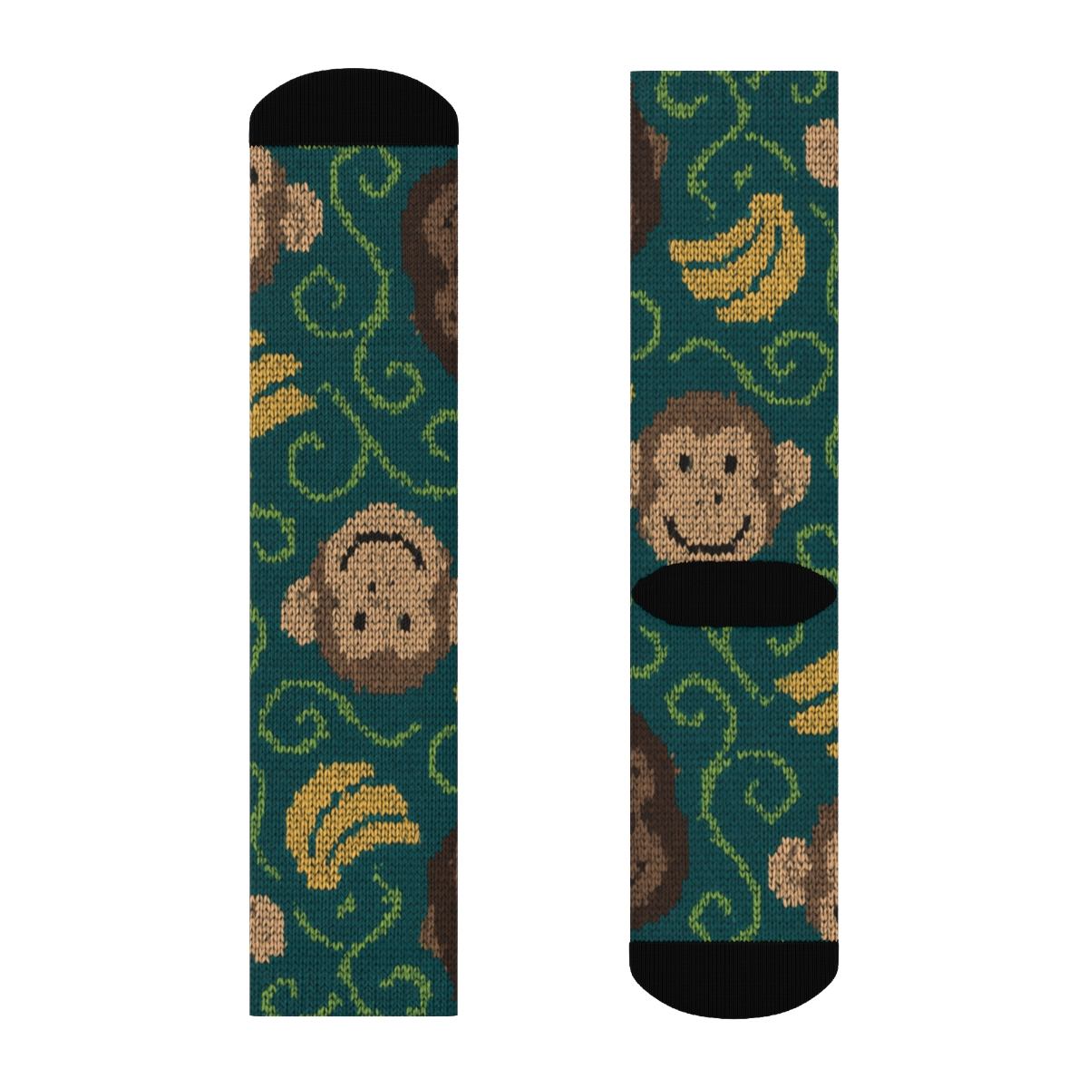 Knitted Jungle Ape Jacquard trendy patterned crew socks