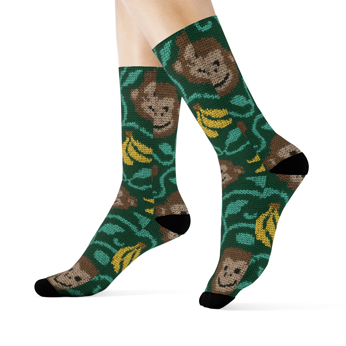 Knitted Jungle Tiles Ape Edition personalized crew socks