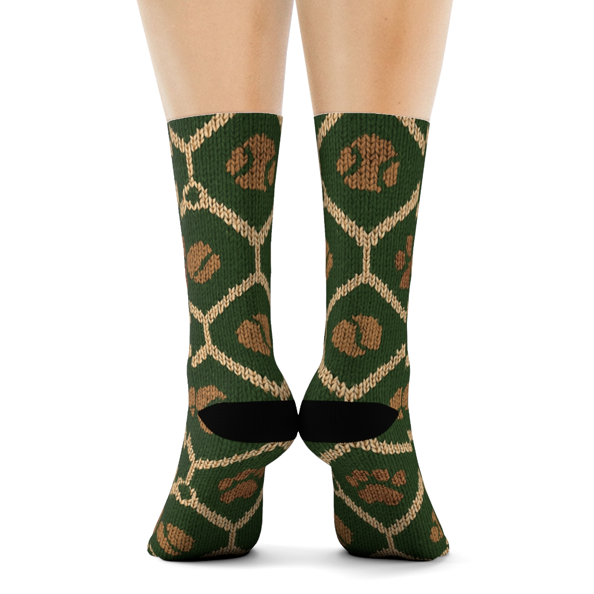 Knitted Labrador Retriever Paw Chevron Blanket Print custom crew socks