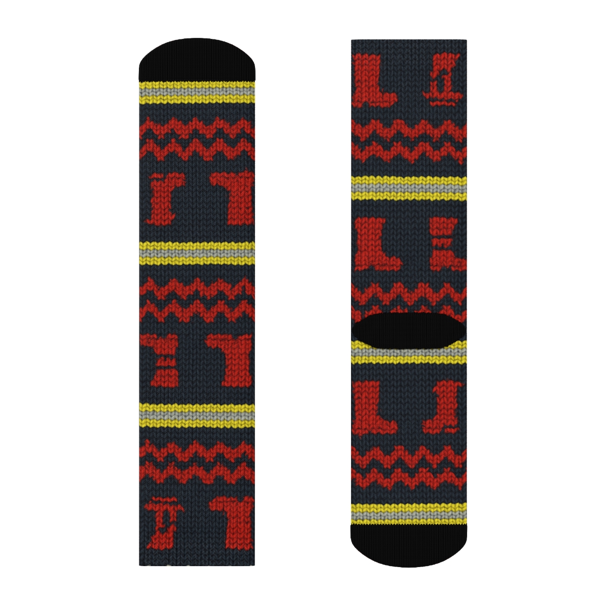 Knitted Ladder Stripe Fire Fighter Pattern Illusion soft everyday crew socks