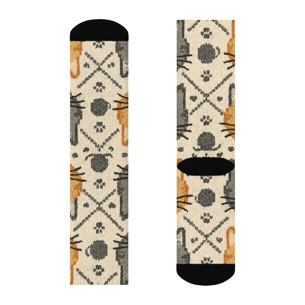 Knitted Lattice Cat Whisker Tiles soft everyday crew socks