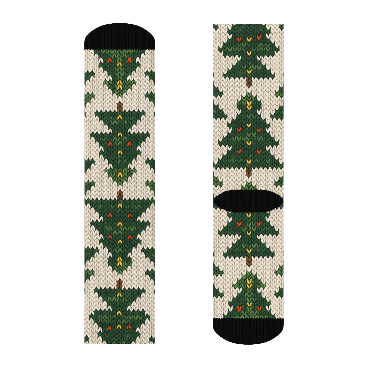 Knitted Mini Tree Chevron Repeat, Christmas Tree Edition unique graphic crew socks