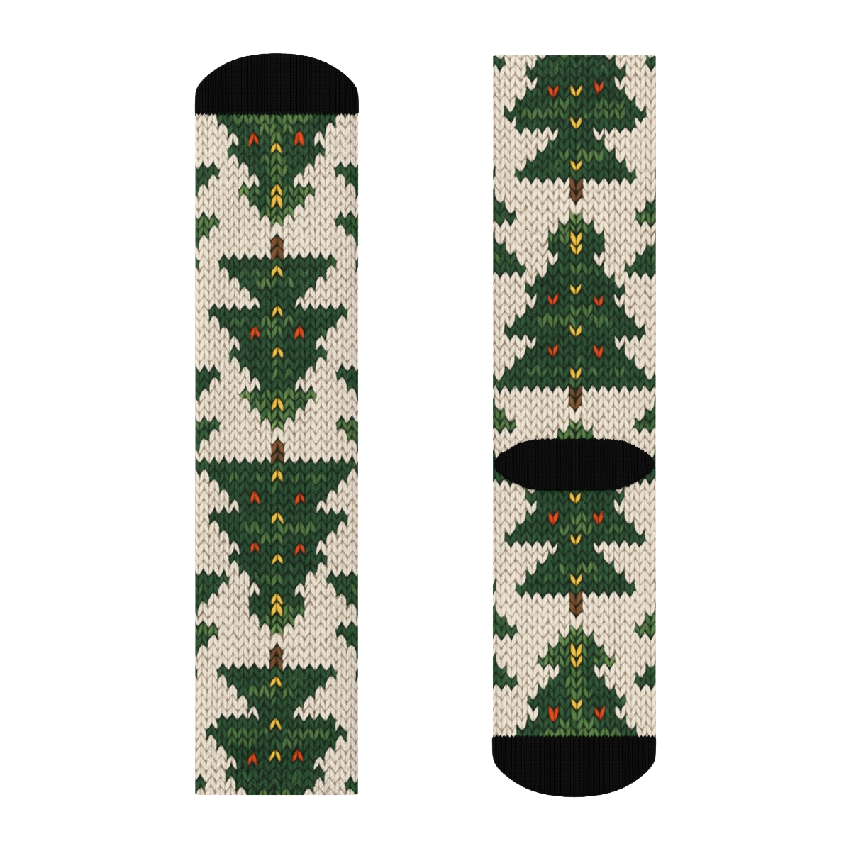 Knitted Mini Tree Chevron Repeat, Christmas Tree Edition unique graphic crew socks