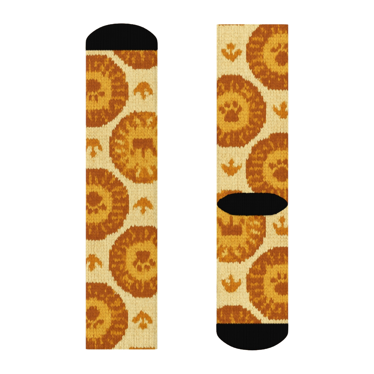 Knitted Mirage Lion Mane Medallion Tiles unique graphic crew socks