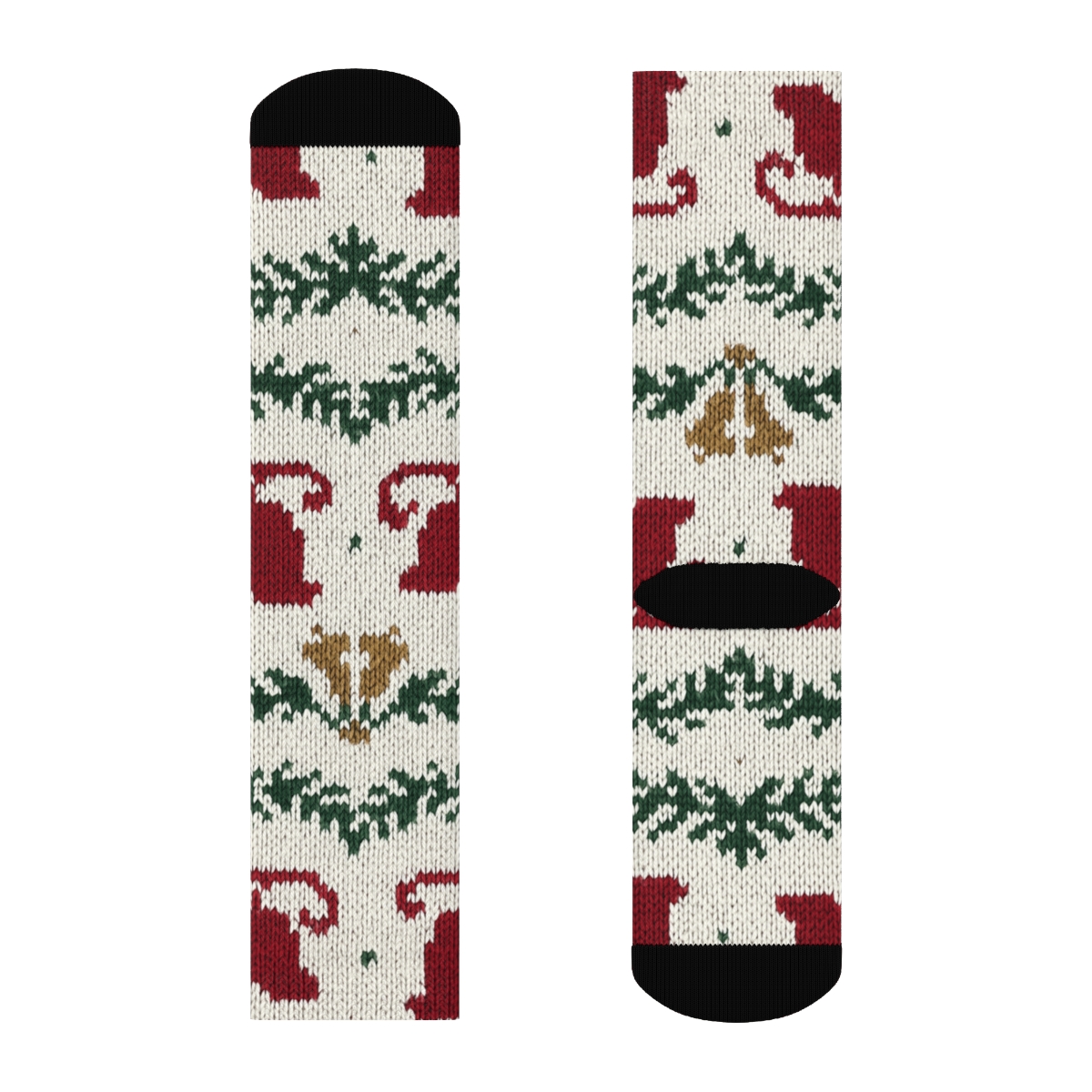 Knitted Nordic Sleigh Parade Bands unique graphic crew socks