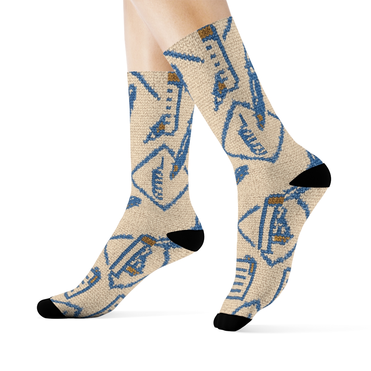 Knitted Paralegal Docket Lattice designer printed crew socks